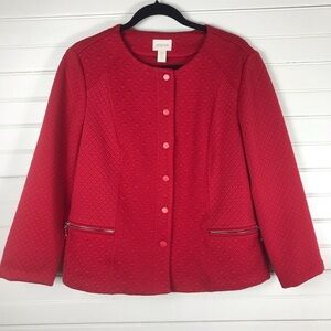 Chico's Quilted Knit Jacket Renaissance Red